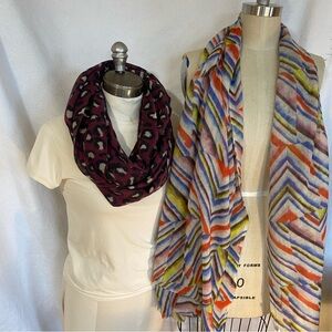 Wilfred scarf bundle multi colour and leopard fine weave